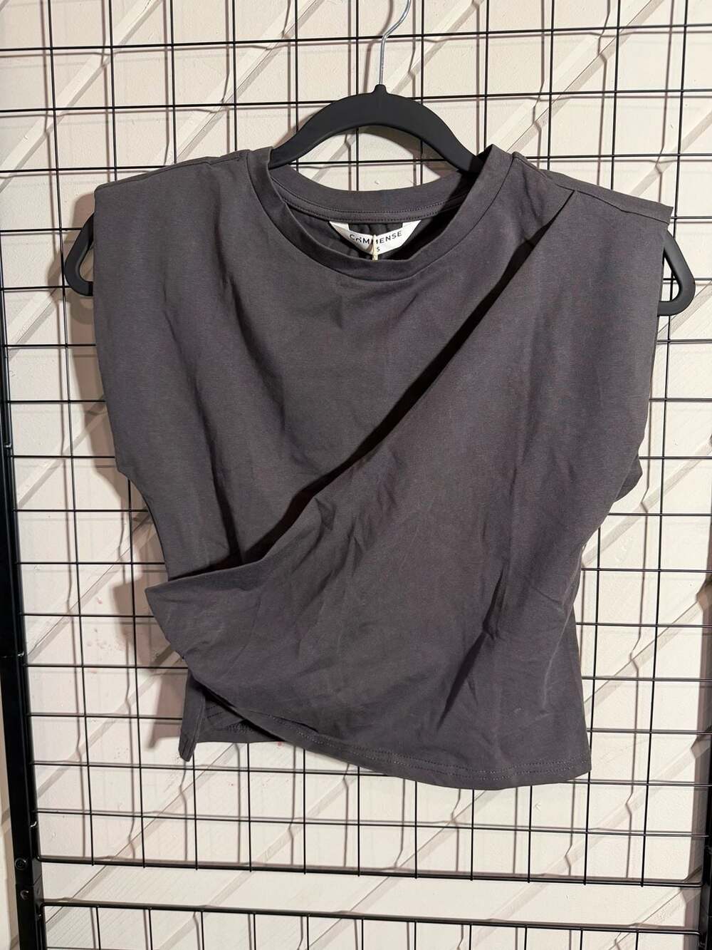 Commense Shoulder Pad Tee Size S Dark Gray